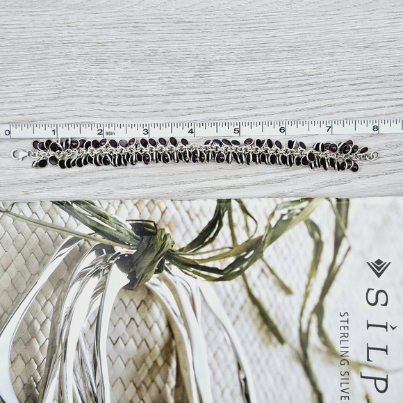 Silpada Sterling Silver Garnet Stone Cha Cha Bracelet B1049 - Picture 14 of 16